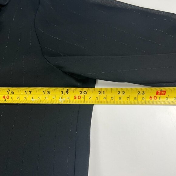 Vintage Elite 70’s blouse long sleeves button shirt shear ruffle black size 16 - Picture 8 of 9